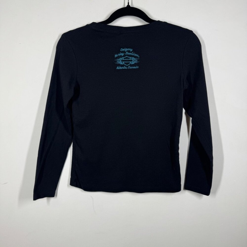 Vintage Y2K 2005 Harley Davidson Black Long Sleeve Graphic Tee Size S - Picture 11 of 15